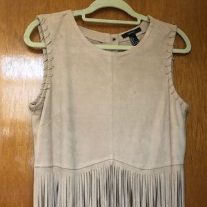 Bohemian nude/ camel top with fringes